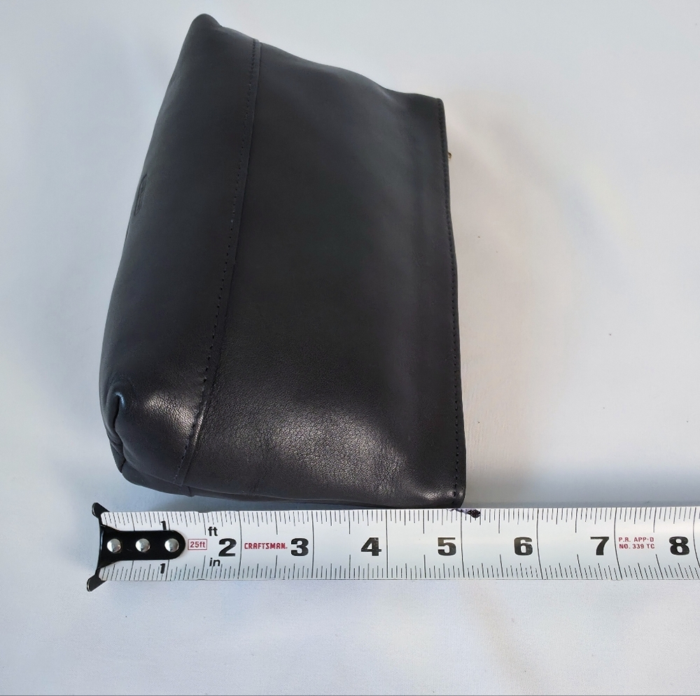Vintage Coach Cosmetic Case Large 7172 Blavy Navy Leather Pouch Blue Ticking - Picture 11 of 14